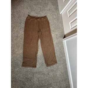 Susan Graver Quiet Luxury Tan Wide Leg Knit Lounge Pants Women's Sz Medium